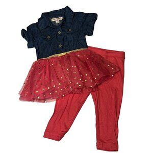 Nanette Lepore Infant Girls Set Size 12 months Pink Glitter Metallic Star Dark C
